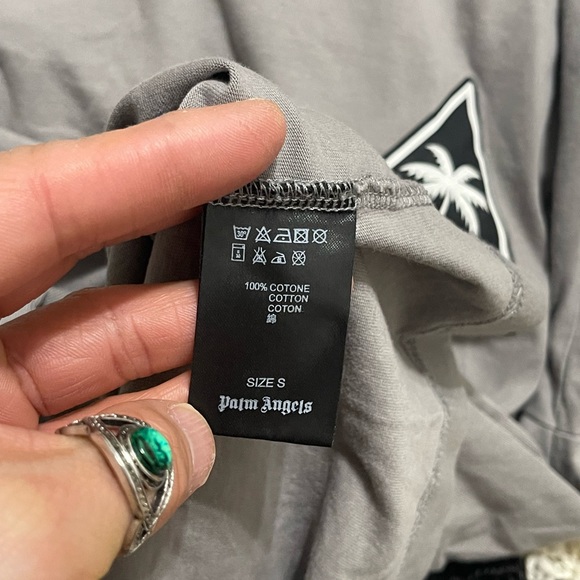 EUC Men’s Size Small Palm Angels Palms & Flames Logo Long-sleeve T-shirt In Gray - Picture 12 of 13